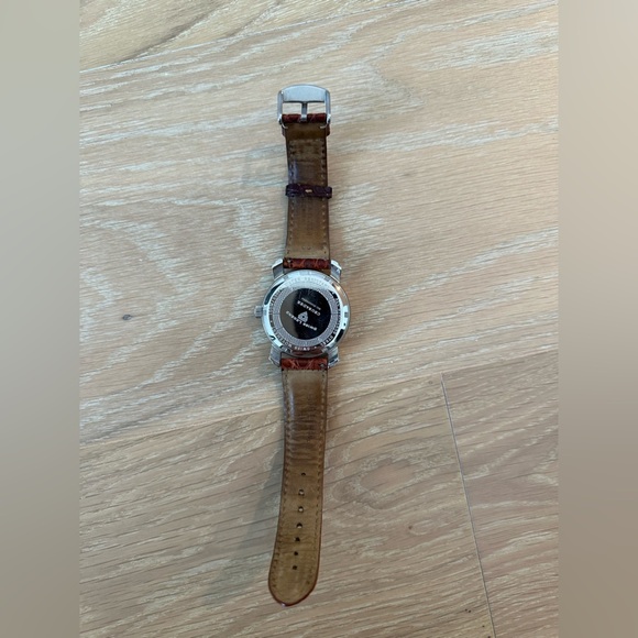 Swiss Legend Leather Watch Brown Mens Wristwatch Watch Round Swiss Quartz Silver - Picture 5 of 5